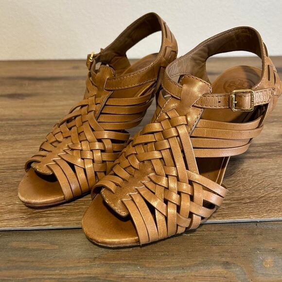 Tory Burch Tan Woven Sandals - Picture 1 of 8